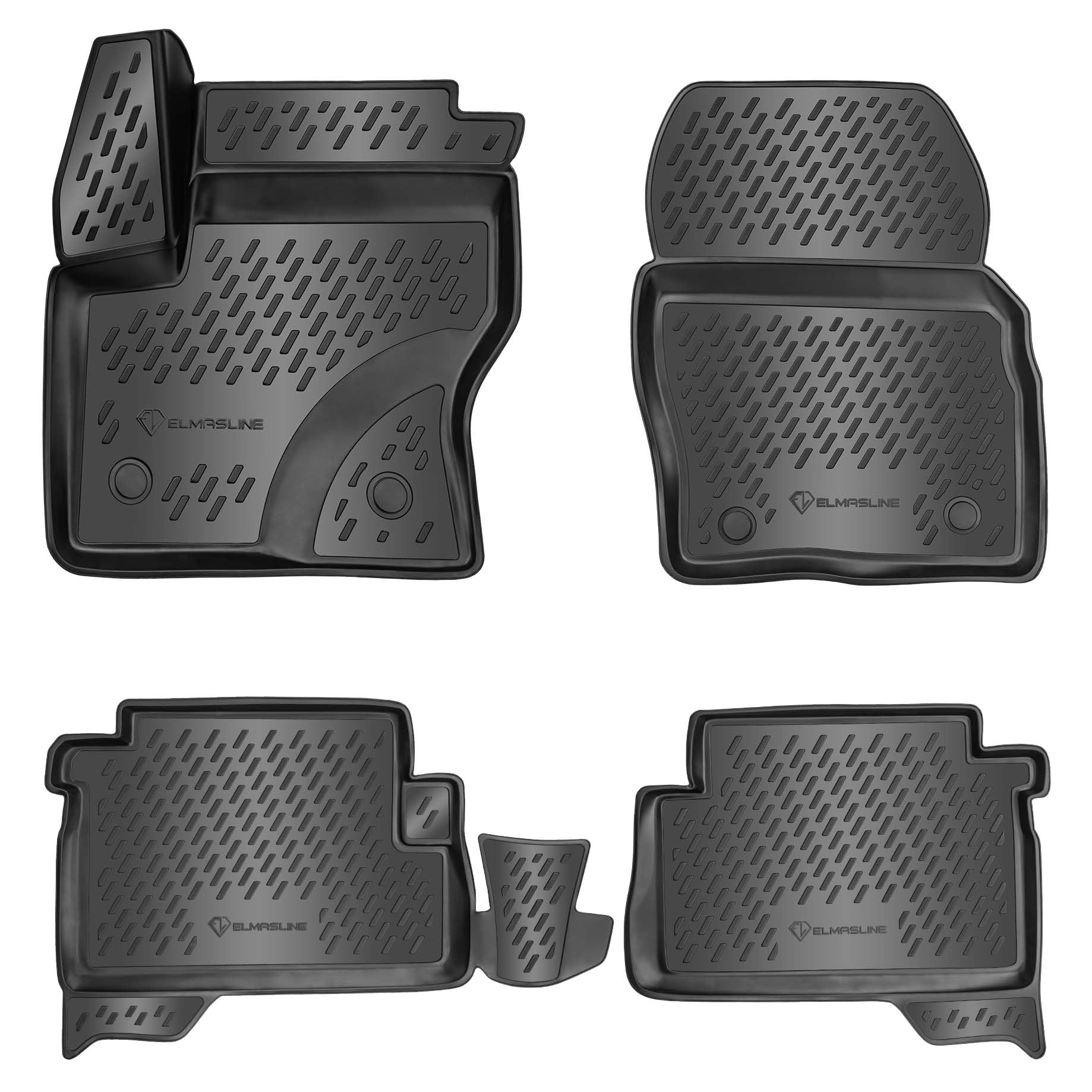 ELMASLINE 3D Gummimatten Set für Ford C-MAX 2 (2010-2019) | Extra hoher 5cm Rand | Zubehör Fußmatten