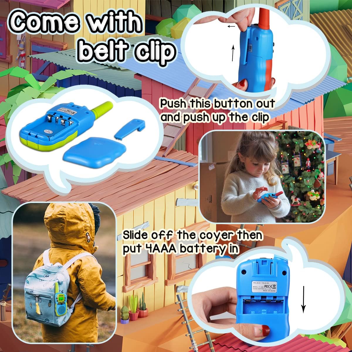 LOOIKOOS Walkie Talkies for Kids, 3 KMs Long Range Children Walky Talky Handheld Radio Kid Toy Gifts for Boys and Girls 3 Pack : Toys & Games