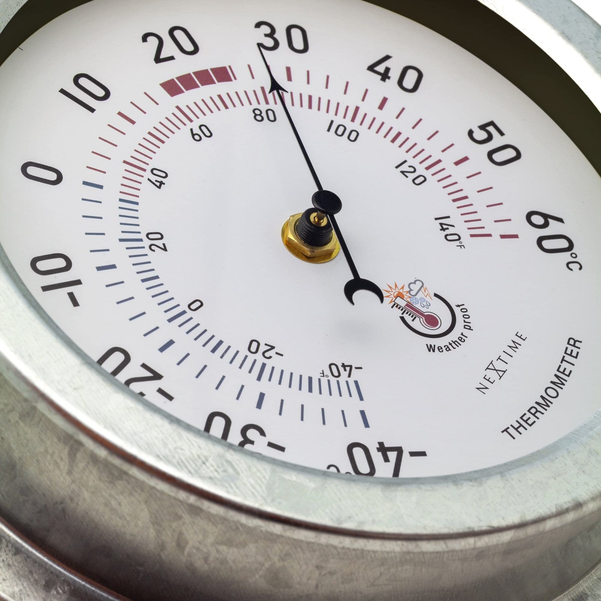 NeXtime Thermomètre extérieur - Ø22CM - Métal - Galvanisé Lily, Gris