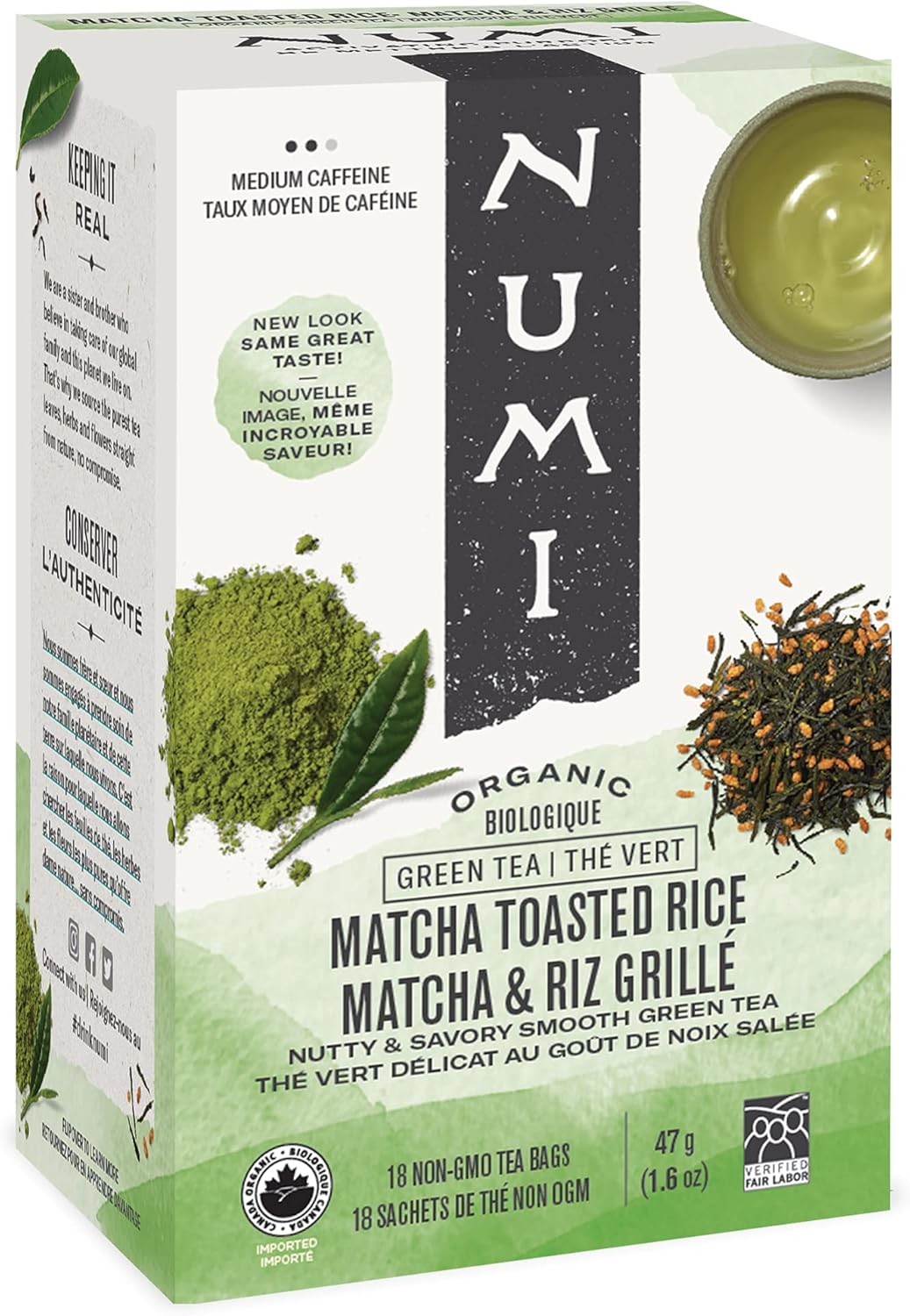 Numi Organic Tea, Matcha Toasted Rice Green, 18 Tea Bags Amazon.ca