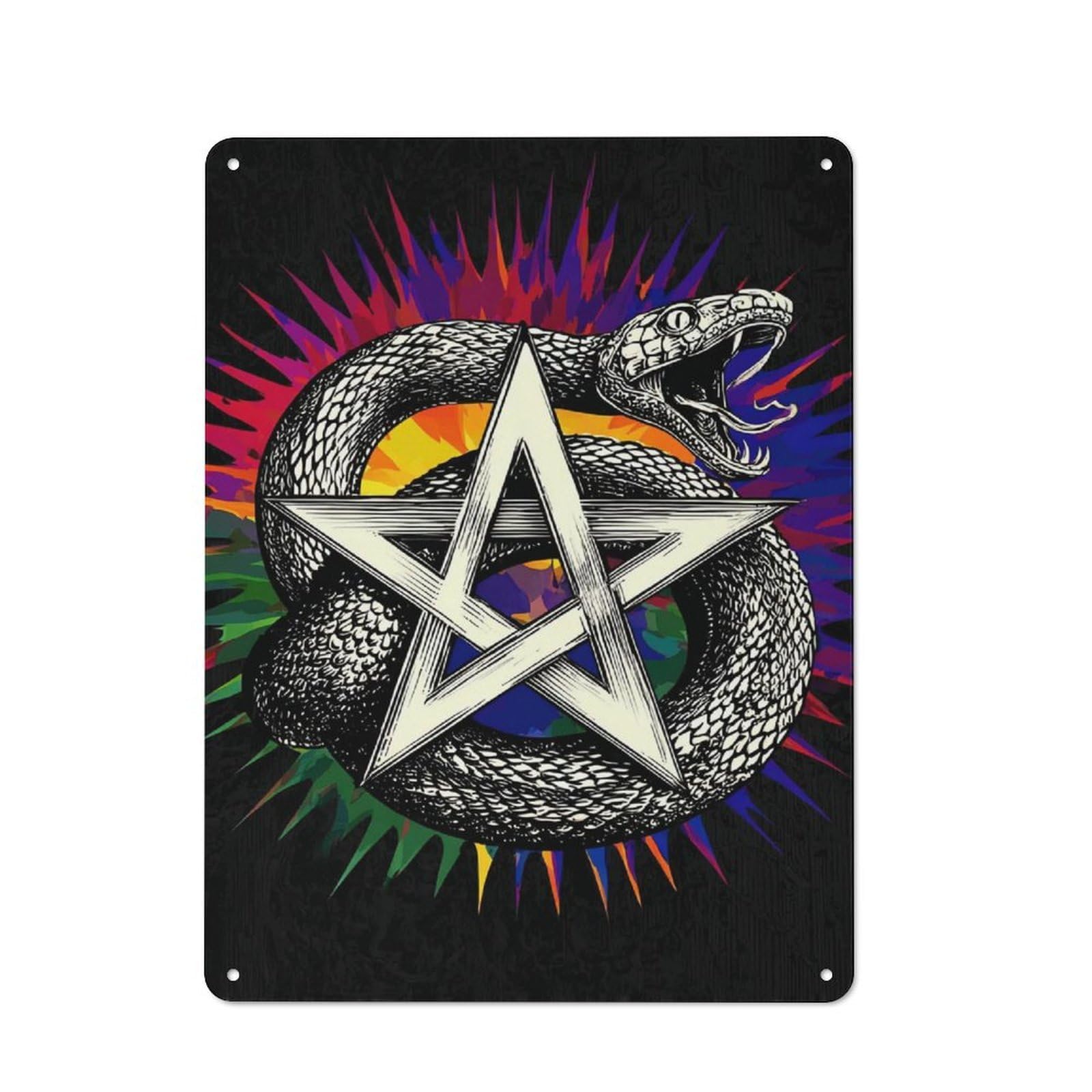 Farmhouse Metal Sign with Snake Pentagram Artwork Design 40x30cm, Rustic Rustic Kitchen Decor for Dining Room, Cafe, Entryway Or Family Room