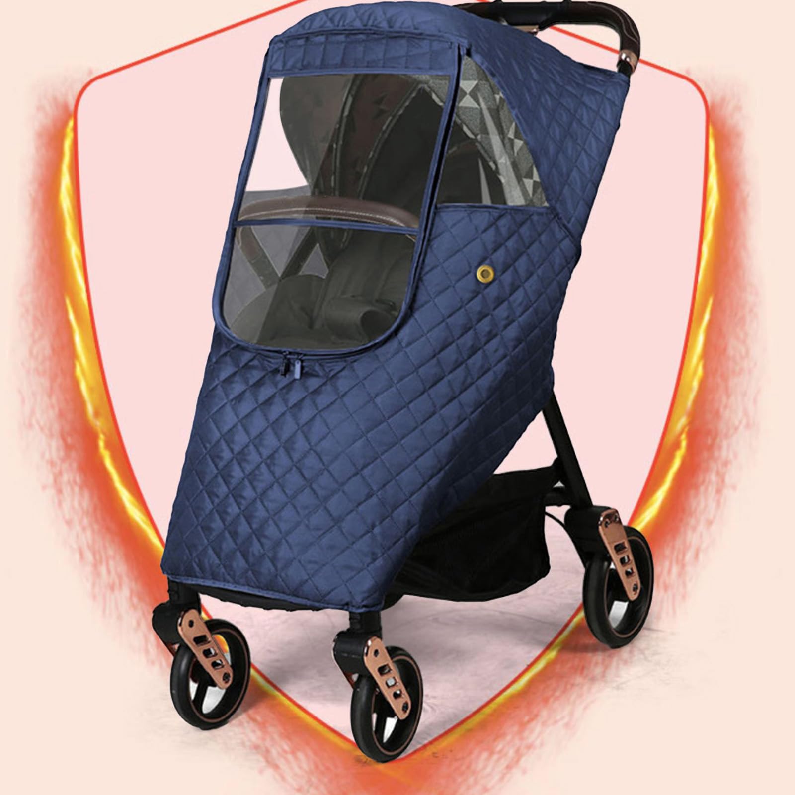 Housse de Pluie Universelle D'hiver pour Poussette de Bébé Coupe-vent Chaude et Matelassée Housse de Voyage Matelassée pour Poussette de Bébé