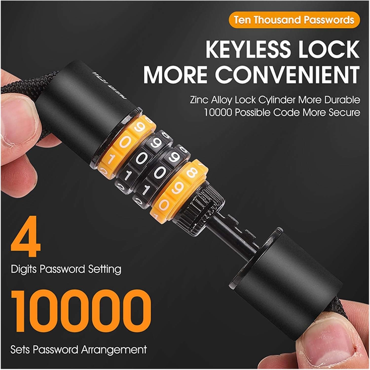 Compatible for WEST Biking， Anti-Theft MTB Road Bike Password Lock Portable Safety Bicycle Chain Lock Scooter Electric E-Bike Cycling Accessorie