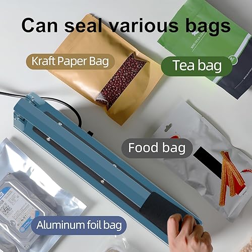 Miniatura 6 de Cuerpo de metal, sellador térmico por impulso, sellador manual de bolsas, máquina de sellado térmico de 8 pulgadas, máquina selladora de impulsos