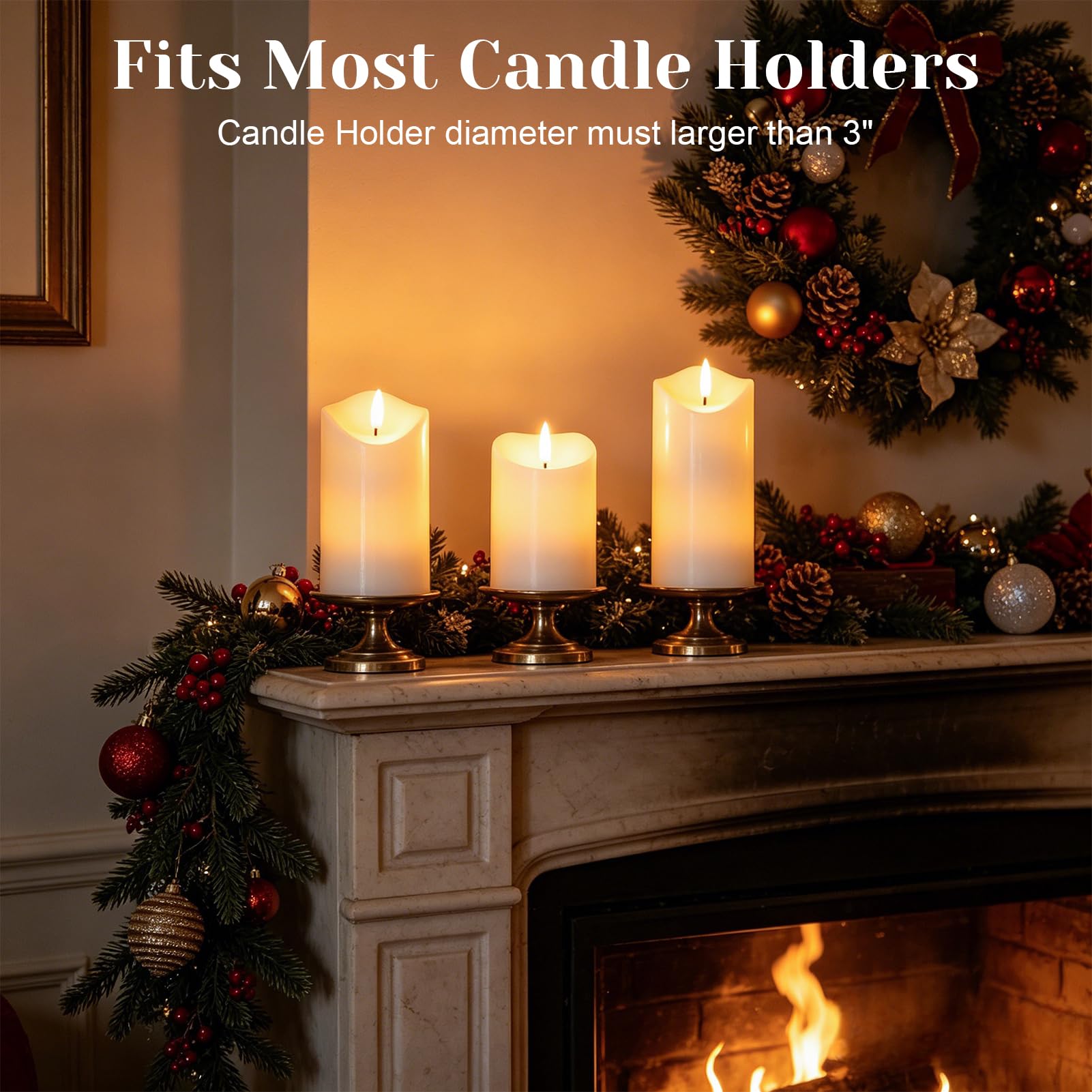 Candele ricaricabili senza fiamma, a batteria, con telecomando e timer, candele a LED tremolanti, alimentate tramite USB, stoppino 3D bianco, in vera cera, set di 3 decorazioni per cene