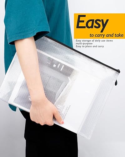 Miniatura 7 de SUNEE Bolsas de malla con cremallera de varios tamaños (7 colores, 21 paquetes), bolsa con cremallera resistente al agua para suministros de oficina