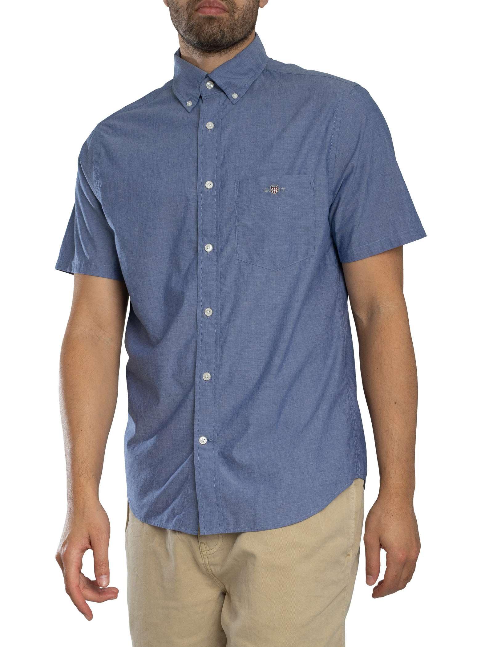 Gant Reg Classic Poplin SS koszula, College Blue, M Mężczyźni