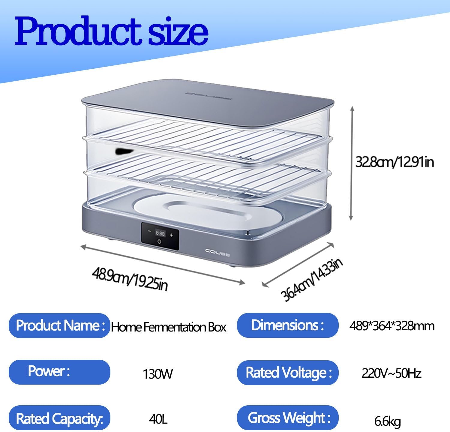 Fermentation Box,Electric Bread Dough proofer,with Adjustable Temperature, Timing and Humidity Control for Even Fermentation - Perfect Programmable Fermentation Chamber for Home Use
