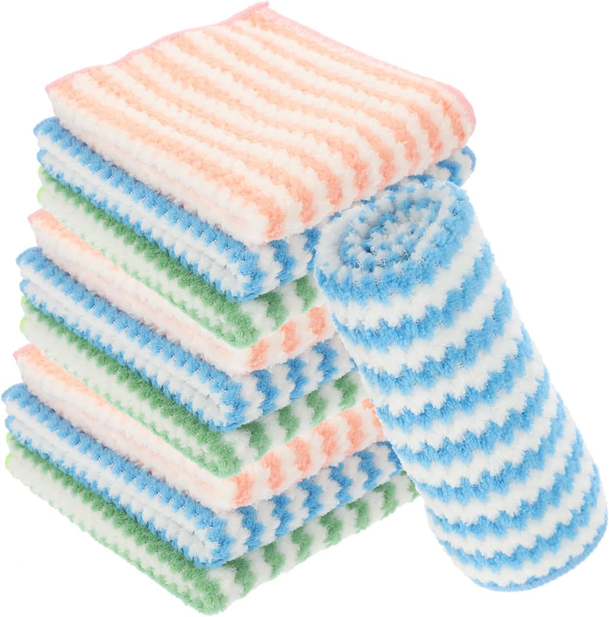 UPKOCH 10-Pack Absorbent Kitchen Dish Towels and Washcloths Set 11.81X11.81In Reusable Microfiber Cloths for Dishwashing Cleaning and Drying in Home and Bathroom