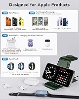 Vista 3 de HATALKIN Estación de carga inalámbrica 3 en 1 compatible con Apple Products Cargador de múltiples dispositivos para Apple Watch Ultra 11 10 9 8 7 SE