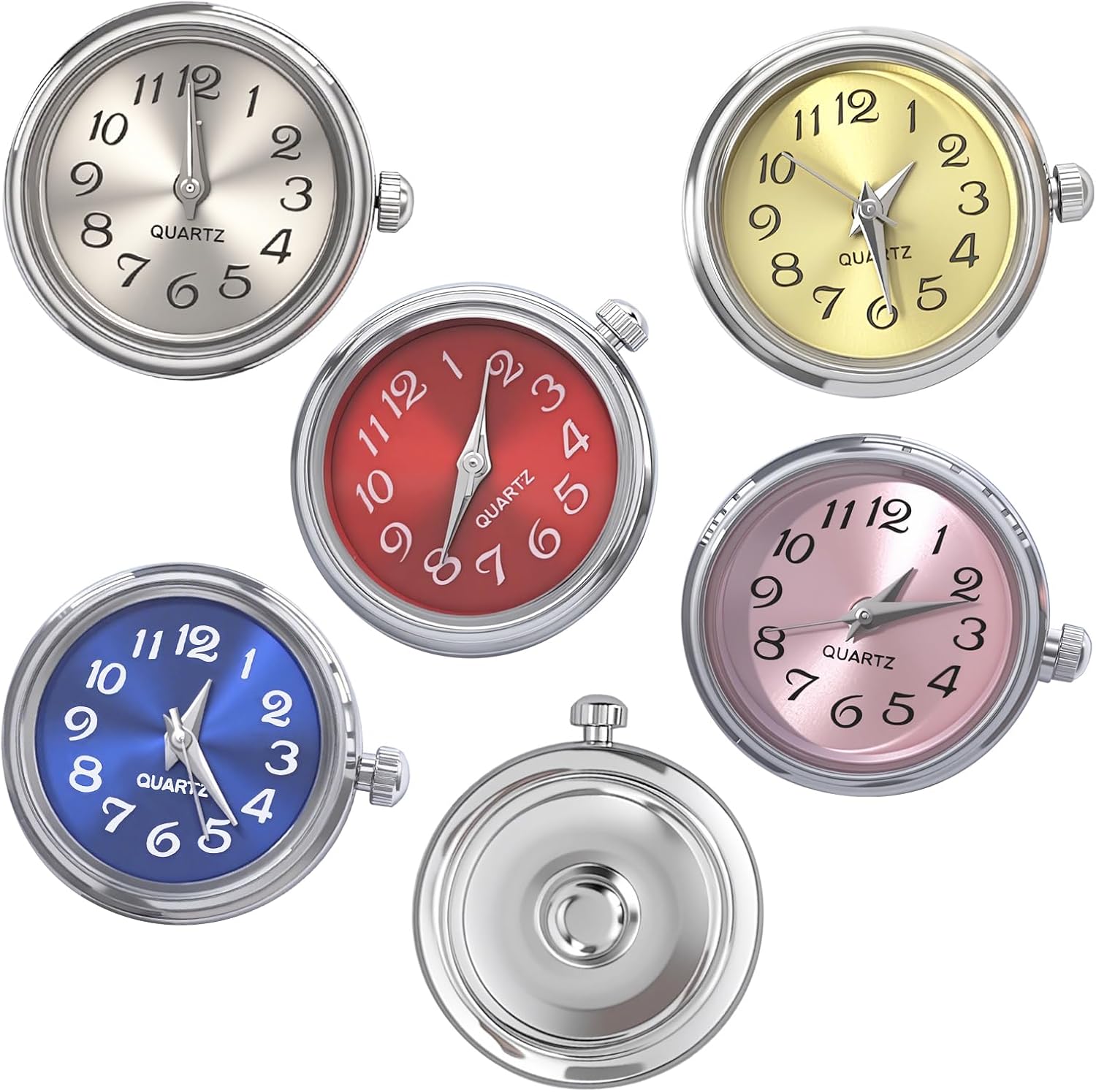 WBNYX 5 Pieces Interchangeable Charm Clasp Set,18mm Colorful Watch Shaped Jewelry Charms for DIY Bracelet, Ring, Earrings, Necklace & Amulet Accessories