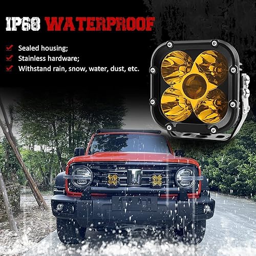 Miniatura 6 de Luces ámbar para todo terreno, luz LED de zanja de 4.6 pulgadas con luz de conducción ámbar DRL de 140 W con conector DT compatible con Jeep