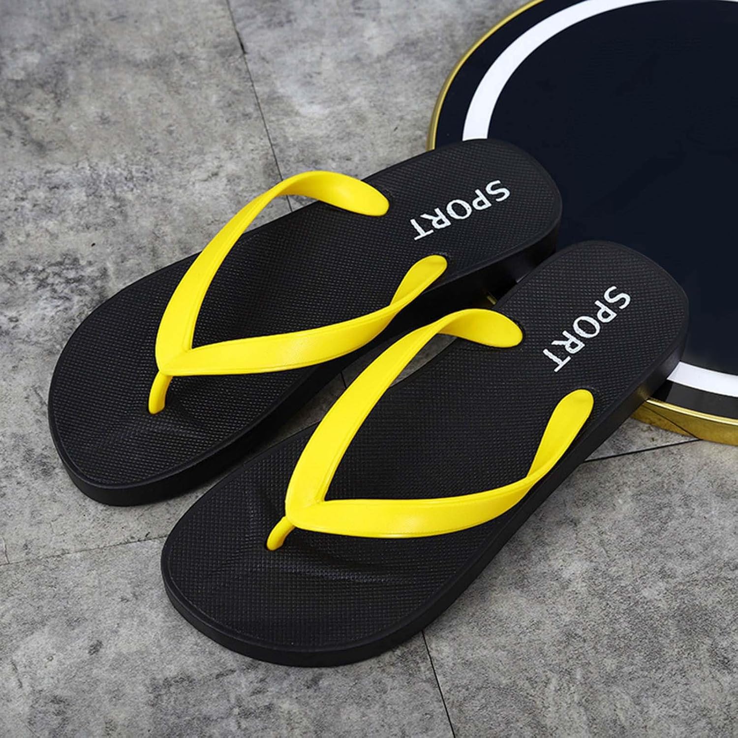 Men Casual Flip Flops with Thick Sole for Spring Summer Outdoor Bathing and Sport Wear Durable Footwear - Image 2