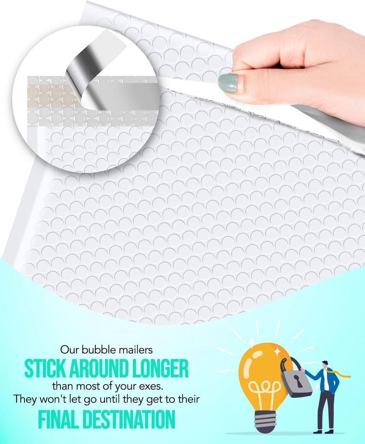 GSSUSA Large Bubble Mailers 10.5x16 Inch 100 Pack White Padded Envelopes, Strong Adhesion Packing Bags Self-Seal Shipping Envelopes for Mailing Clothes,Magazines