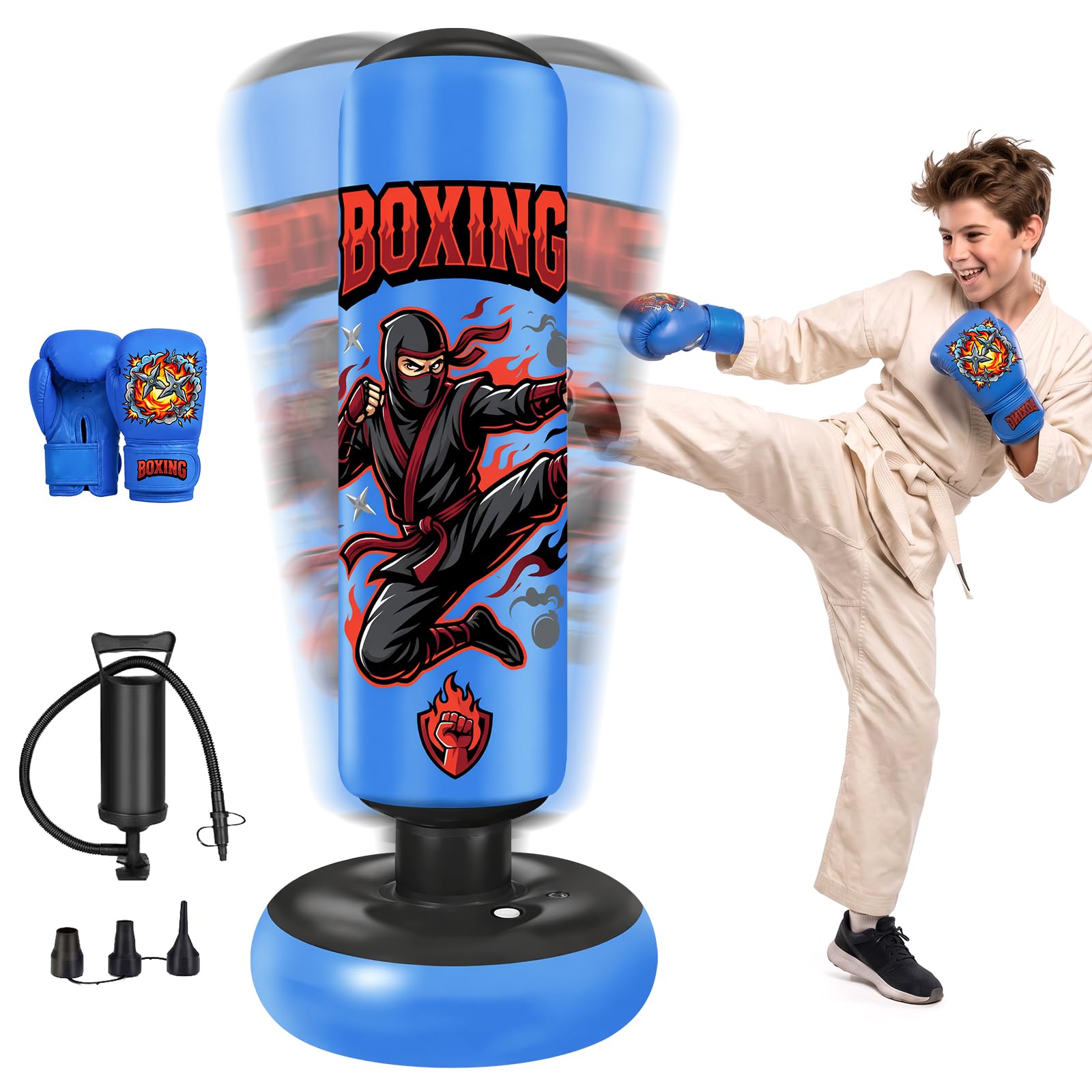 Oziral Punching Bag for Kids 165cm Boxing Bag with Gloves&Pump Inflatable