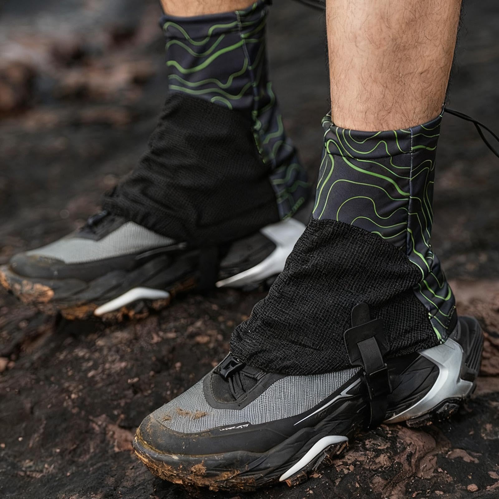Generisch Gamaschen Für Trailrunning, Sanddichte Und Verstellbare Kurz Gamaschen Trailrunning Schuhe Wasserdicht Knöchelgamaschen, Trail Low Gaiters Für Wanderstiefel Camping Bergsteigen