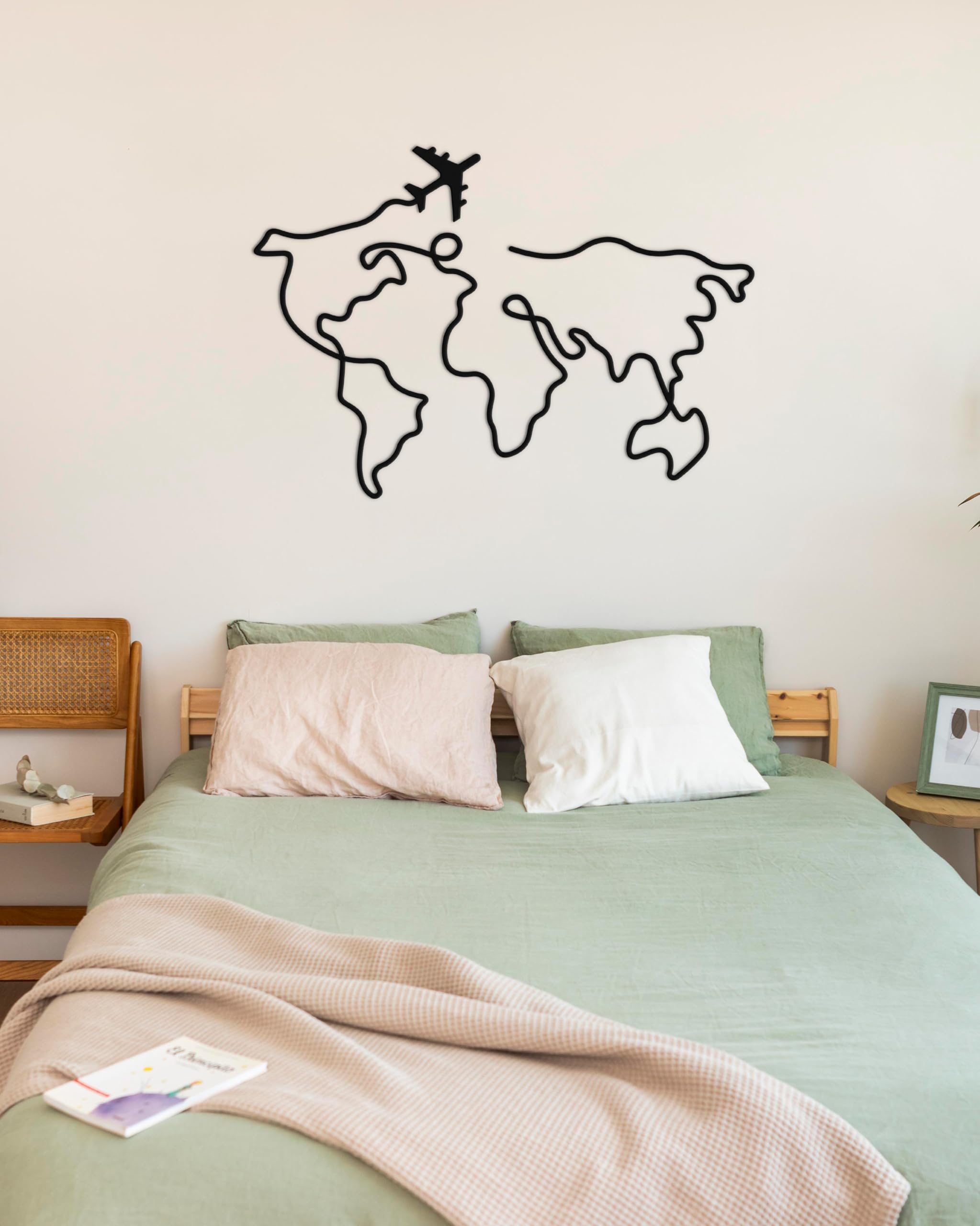 Dkant Mappamondo da Parete (115x85 cm) - Quadri Moderni Soggiorno | Decorazione da Parete in Metallo per Camera da Letto, Cucina e Ufficio - Wall Art - Facile Fissaggio (Viti Incluse)
