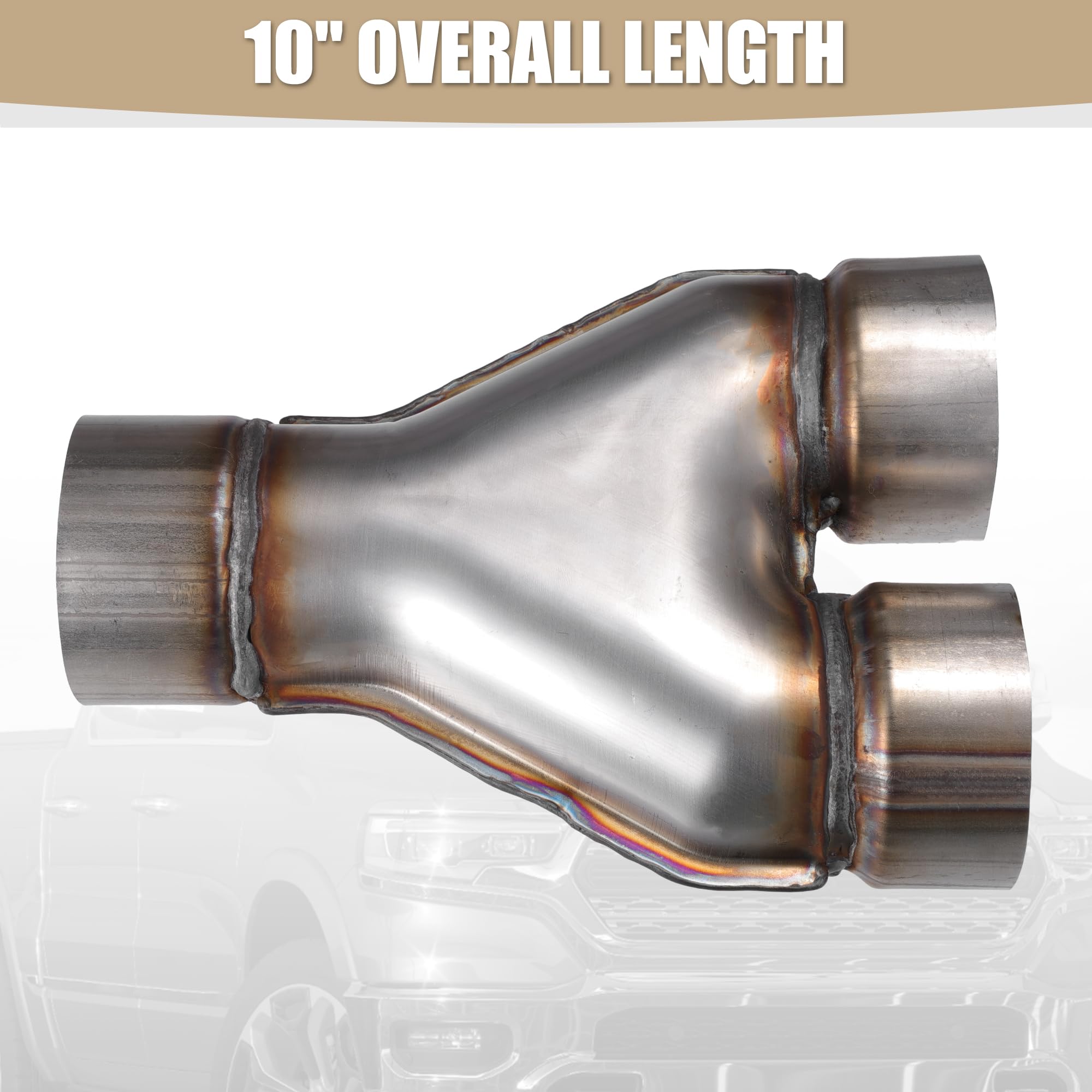 Universal 409 Stainless Steel Exhaust Y Pipe 3 Inch Inlet To 3 Inch Outlet 10 Inch Length For Car Truck Exhaust System~p173791304