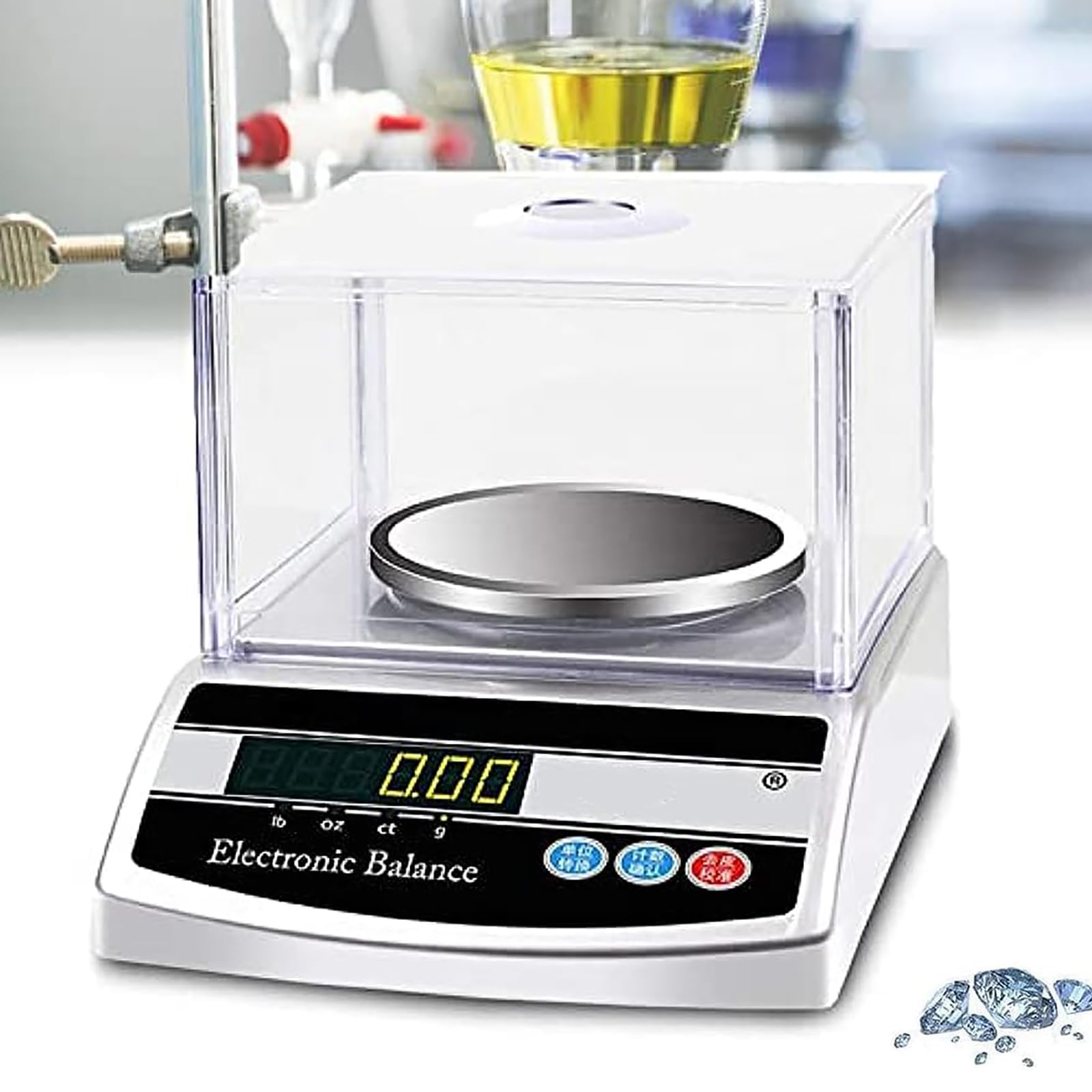 Bilancia da laboratorio ad alta precisione, bilancia analitica elettronica da 0,001 g con display LCD digitale, pesata massima di 200 g e funzione di conversione unità, elevata stabilità e lunga dura