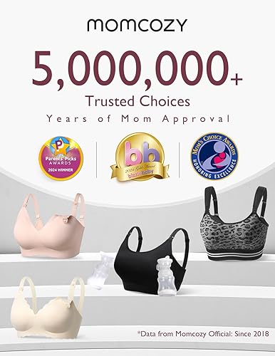 Miniatura 7 de Momcozy Sujetador de bombeo manos libres Sujetadores de lactancia sin costuras para bombeo Sujetador de extractor de leche con relleno fijo, sin