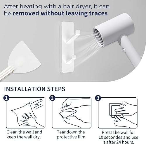 Miniatura 4 de susswiff Paquete de 4 ganchos adhesivos blancos, ganchos adhesivos extra fuertes, resistentes para colgar en la pared, ganchos de torre de baño,