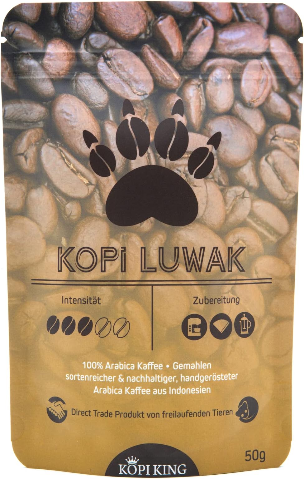Kopi King - Wild Kopi Luwak from Bali, Indonesia (50g, Ground Beans)