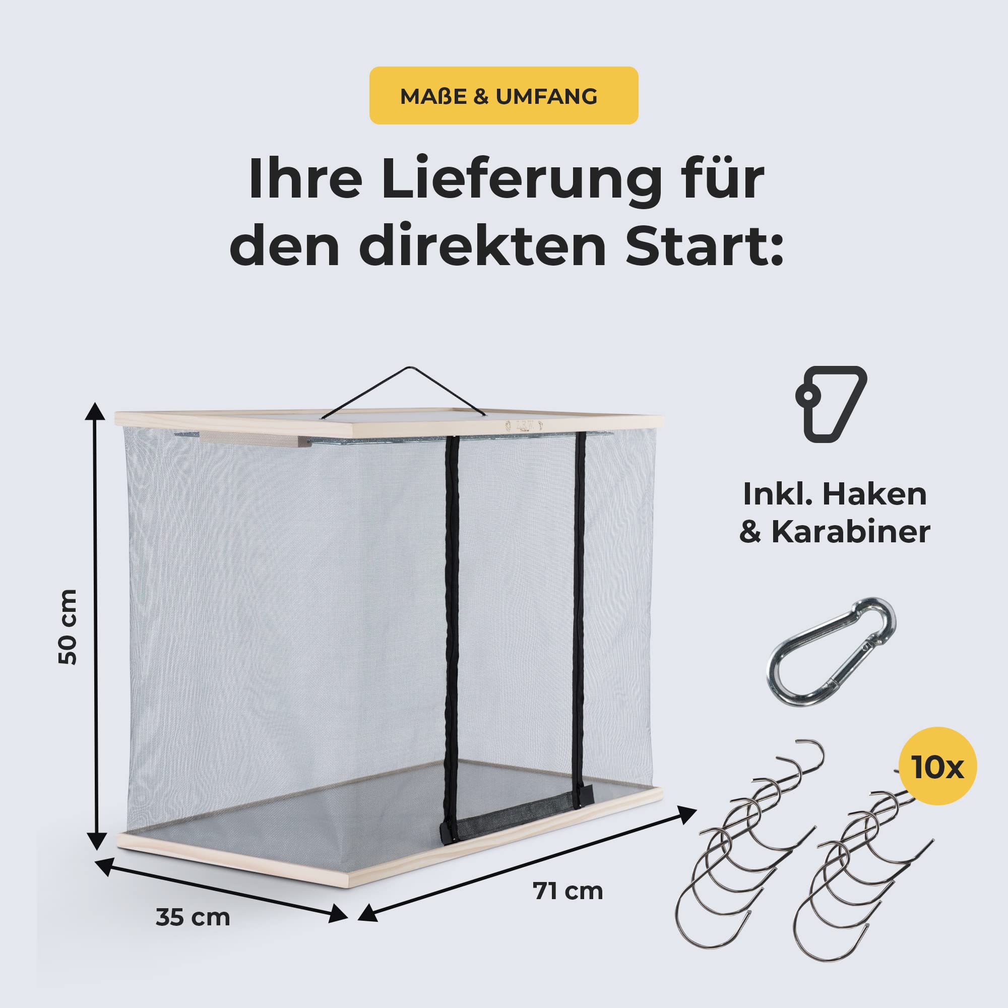 L.E.W. Reifeschrank für Fleisch und Wurst, Fisch und Beef Jerky Trockenschrank Ideal zum Wurst selber machen Räucher Zubehör Set (Modell 2/71 x 35 x 50 cm)