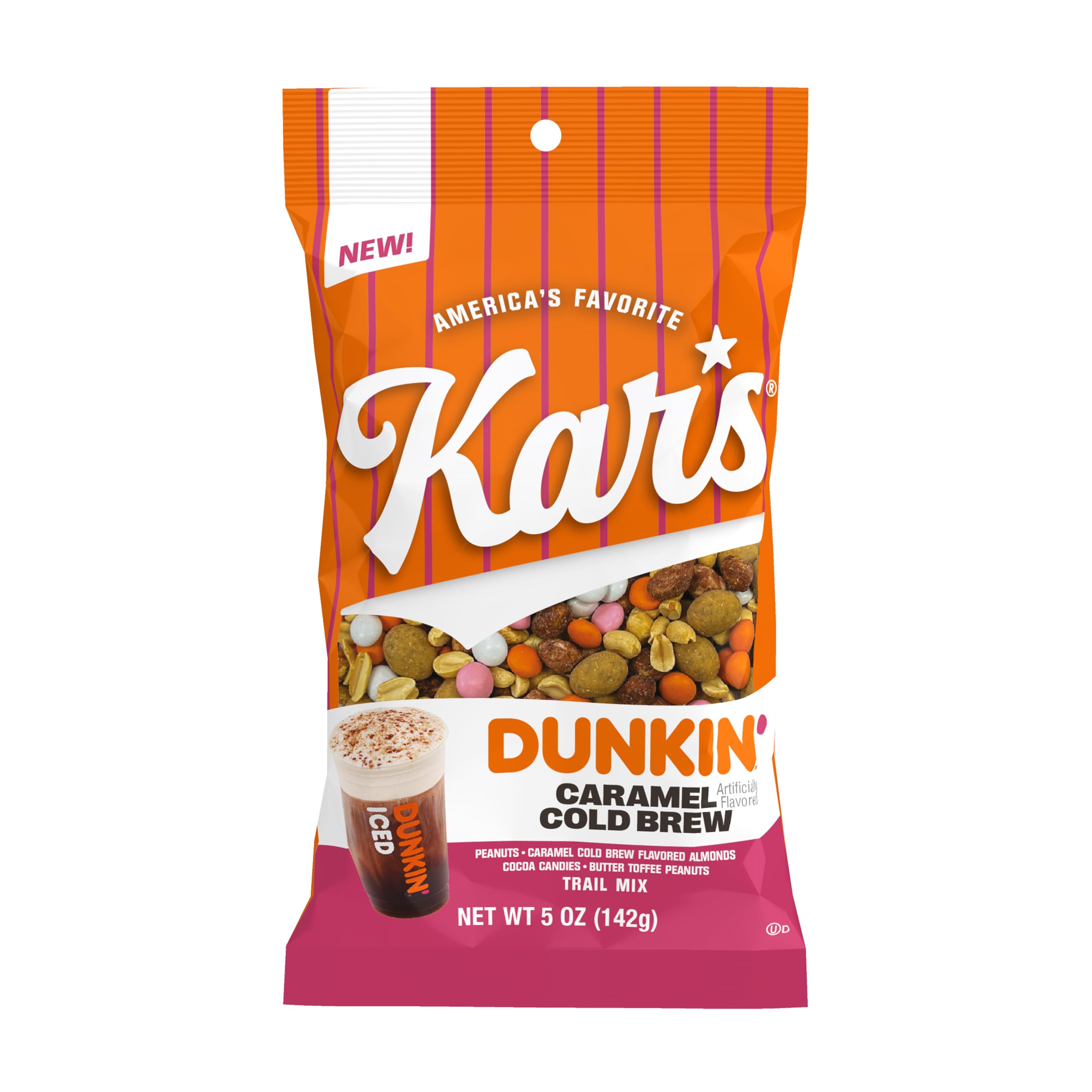 Kar’s Nuts Dunkin’ Caramel Cold Brew Mixed Nuts – Sweet Candy-Coated Nuts Mix, 5oz Grab & Go Bags (Pack of 12) – Trail Mix Sweet Snacks for Adults &