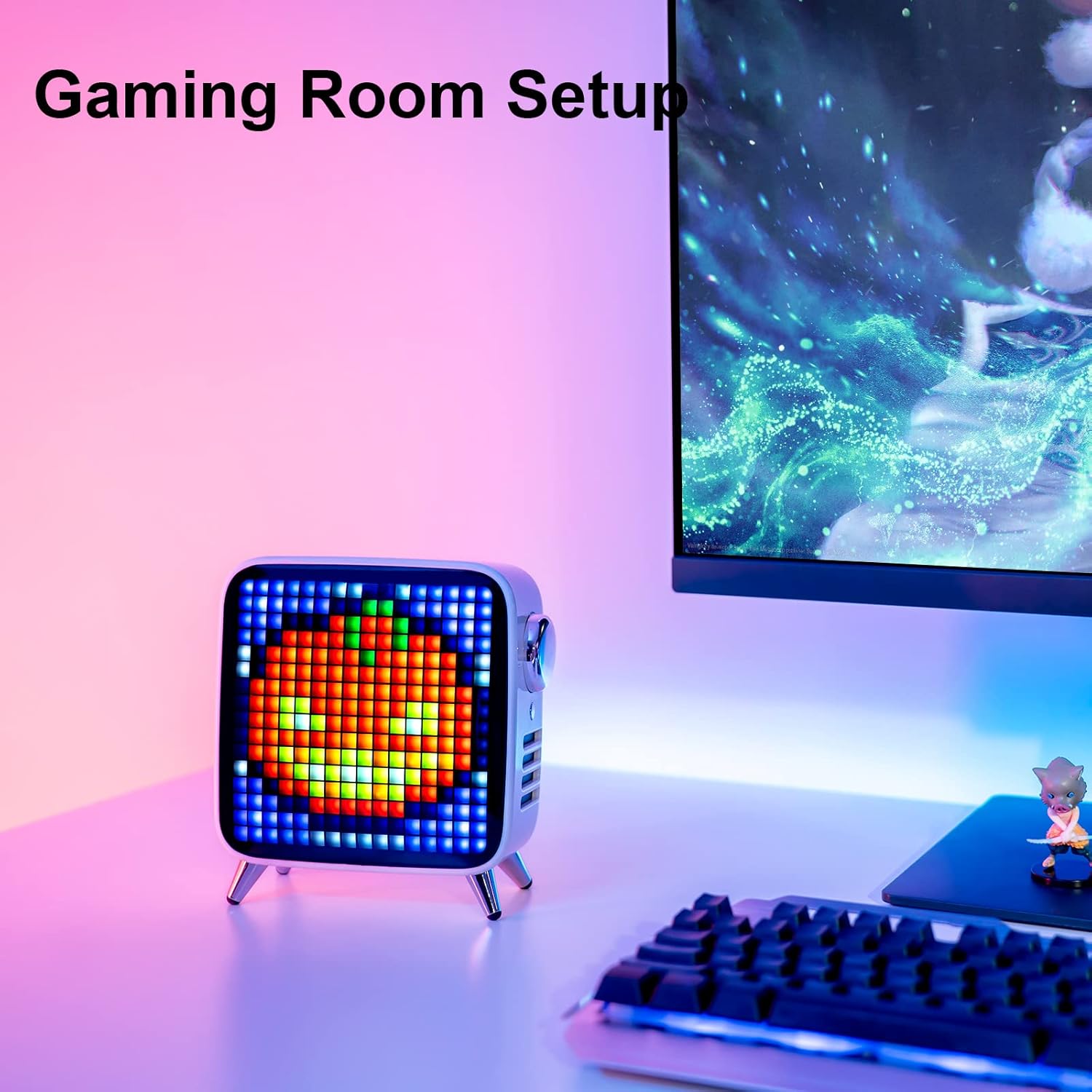 Top Rated Divoom Tivoo Max - Pixel Art Bluetooth Speaker with Hi-Res 40W Audio, 8in LED Display Decor APP Control for Home, Office, Gaming Room(White)