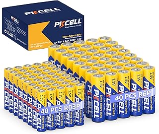AAA Batteries and AA Batteries 80-Count Combo Pack,Include 40 AAA R03P+40 AA R6P Battery,1.5V Carbon Battery for Wireless Mouse Clock Remote Controls Flashlights (80-Count)