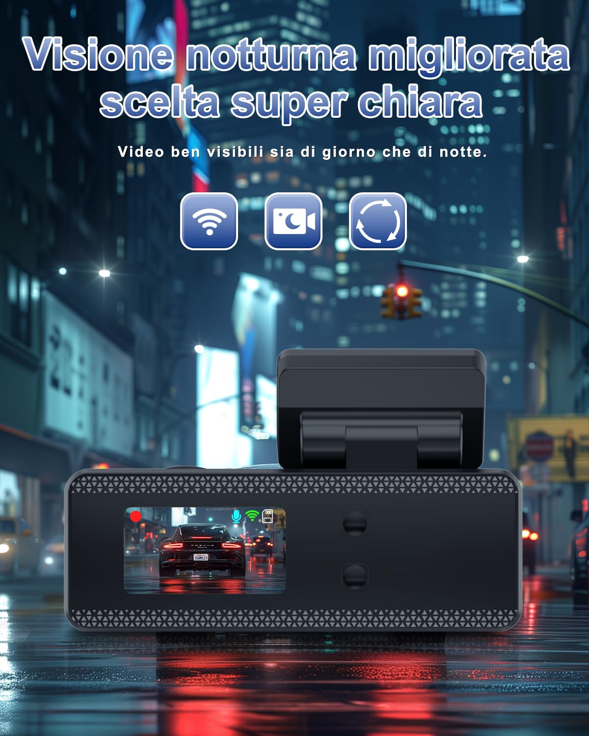 SIGRILL Dash Cam Auto 4K+1080P, Scheda 64GB Inserita, WiFi Telecamera per Auto, Super Dashcam con Visione Notturna, Modalità Parcheggio 24H, Sensore G, Dash Cam per Auto con Registrazione in Loop