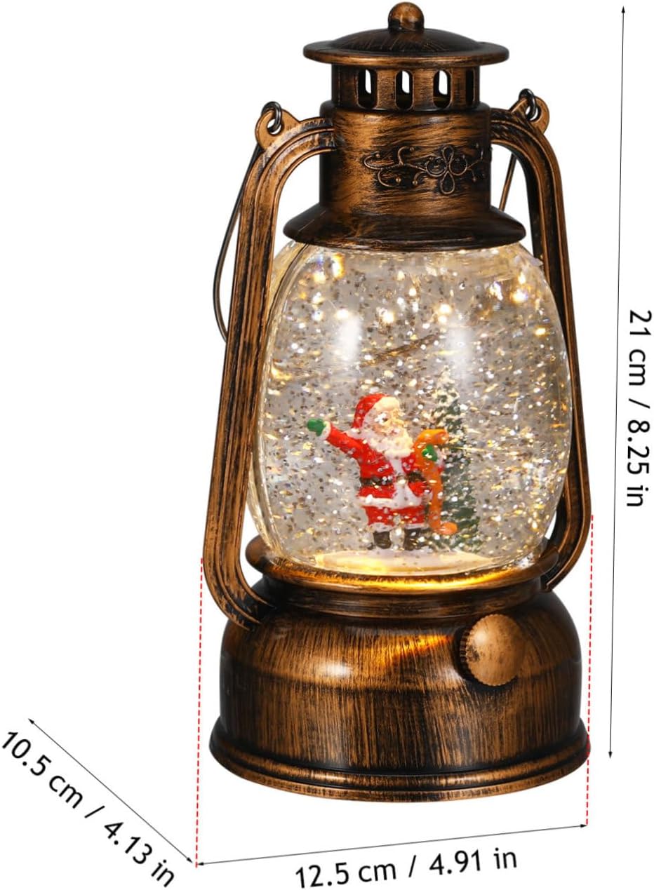 DOITOOL Musical Snow Globe Lantern with Glittering Light and Festive Soundtrack USB and Battery Operated Christmas Santa Claus Decoration Vintage Style Holiday Accent for Desktop and