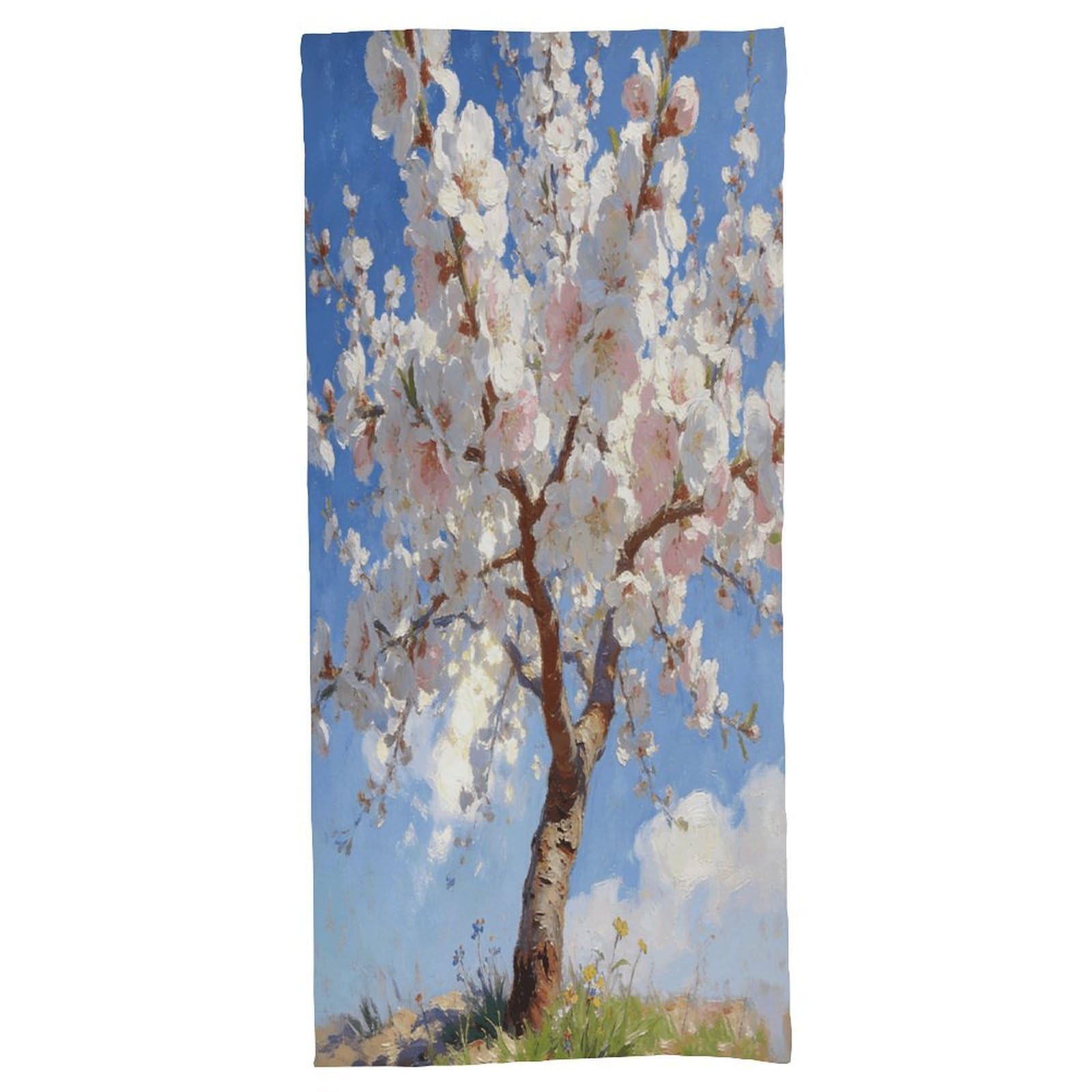 Fodpand Style Blossoming Almond Tree Bath Towel, Highly Absorbent & Quick Drying Beach Towel, Compact & Lightweight Pool Towel For Bathroom, Beach, Pool, Gym, Spa, And Hotel Use