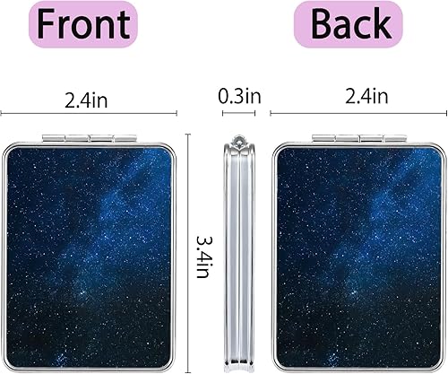 Miniatura 99 de Espejo de bolsillo, pequeño espejo de viaje con aumento, espejo cosmético portátil de doble cara con aumento para uso diario (mármol azul)