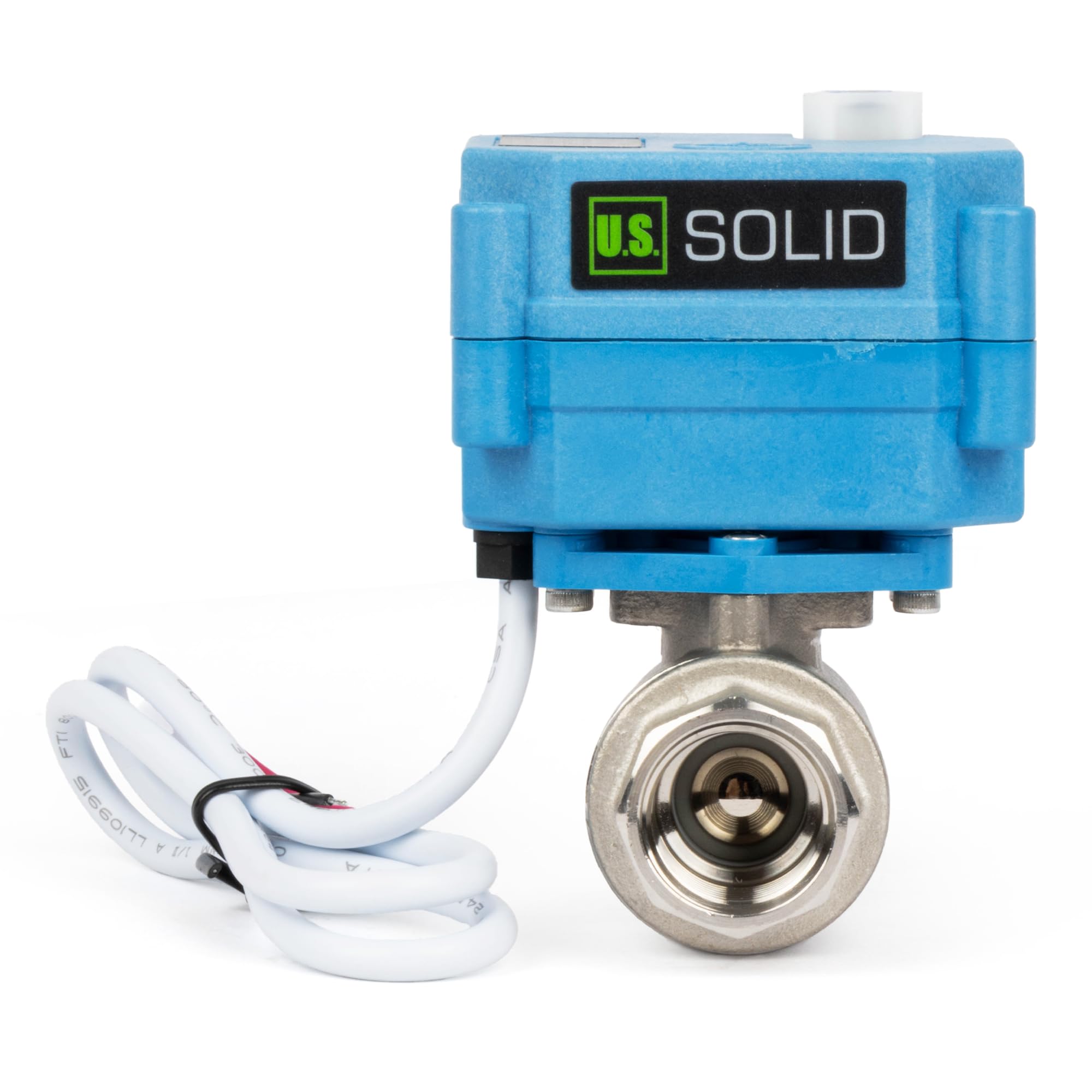 U.S. Solid 電動ボールバルブ AC 110-230V 電気自動開閉球弁、2線自動復帰、常閉型、全通径、手動機能付き(316ステンレス鋼、飲料水適用、二ポート、G型内ねじ、1/2"、DN15)