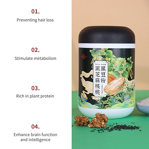 Miniatura 3 de Bocadillo de sésamo negro, saludable y nutritivo, doble combo (contiene 1 cubo de polvo de frijol negro y nuez de sésamo negro y 10 cajas de bolas