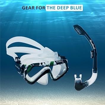 Blue Reef Dreamers Kids Snorkel Mask Combo, Snorkeling Gear for Kids Includes Dreamer Kids Mask, Cortes Kids Dry Snorkel and Mesh Bag, Snorkeling Mask for Comfort and Visual Clarity
