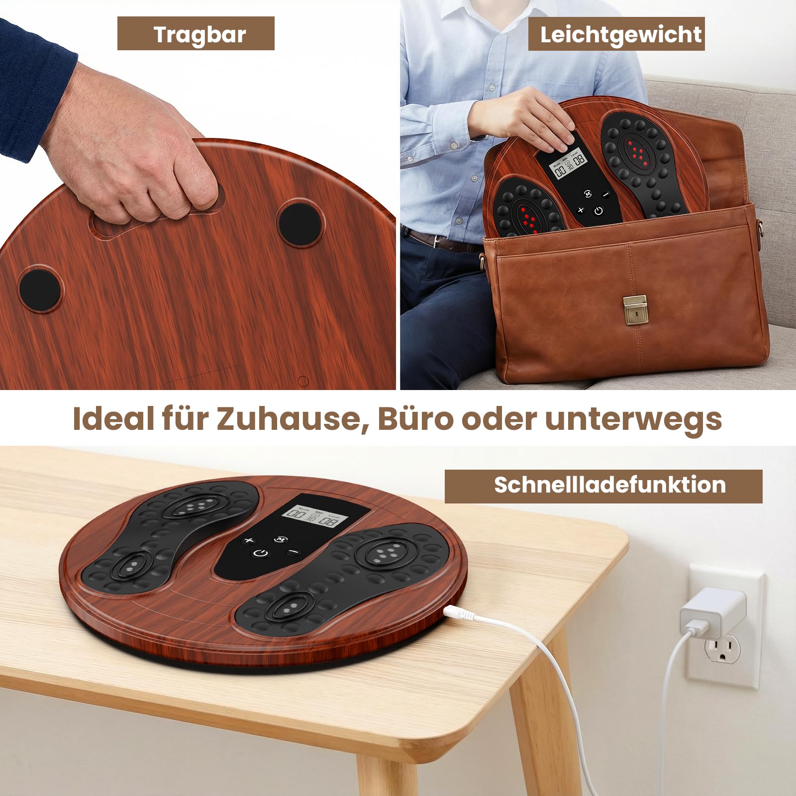 Medic Durchblutungs-Stimulator Füße Beine, EMS Fußmassagegerät mit Rotlichttherapie (660 nm + 850 nm), Elektrische FußMassagegeräte mit 4 TENS Elektrodenpads, zur Verbesserung der Durchblutung