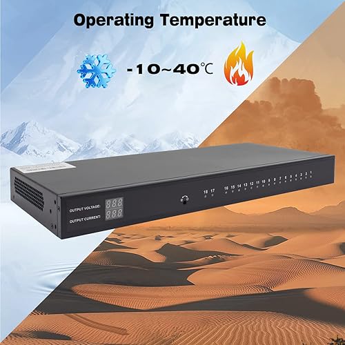 Miniatura 7 de Caja de alimentación distribuida CC de montaje en rack de 1U 18 canales DC 12V 20 Amp Reset Fusible de restablecimiento, cable de alimentación de CA