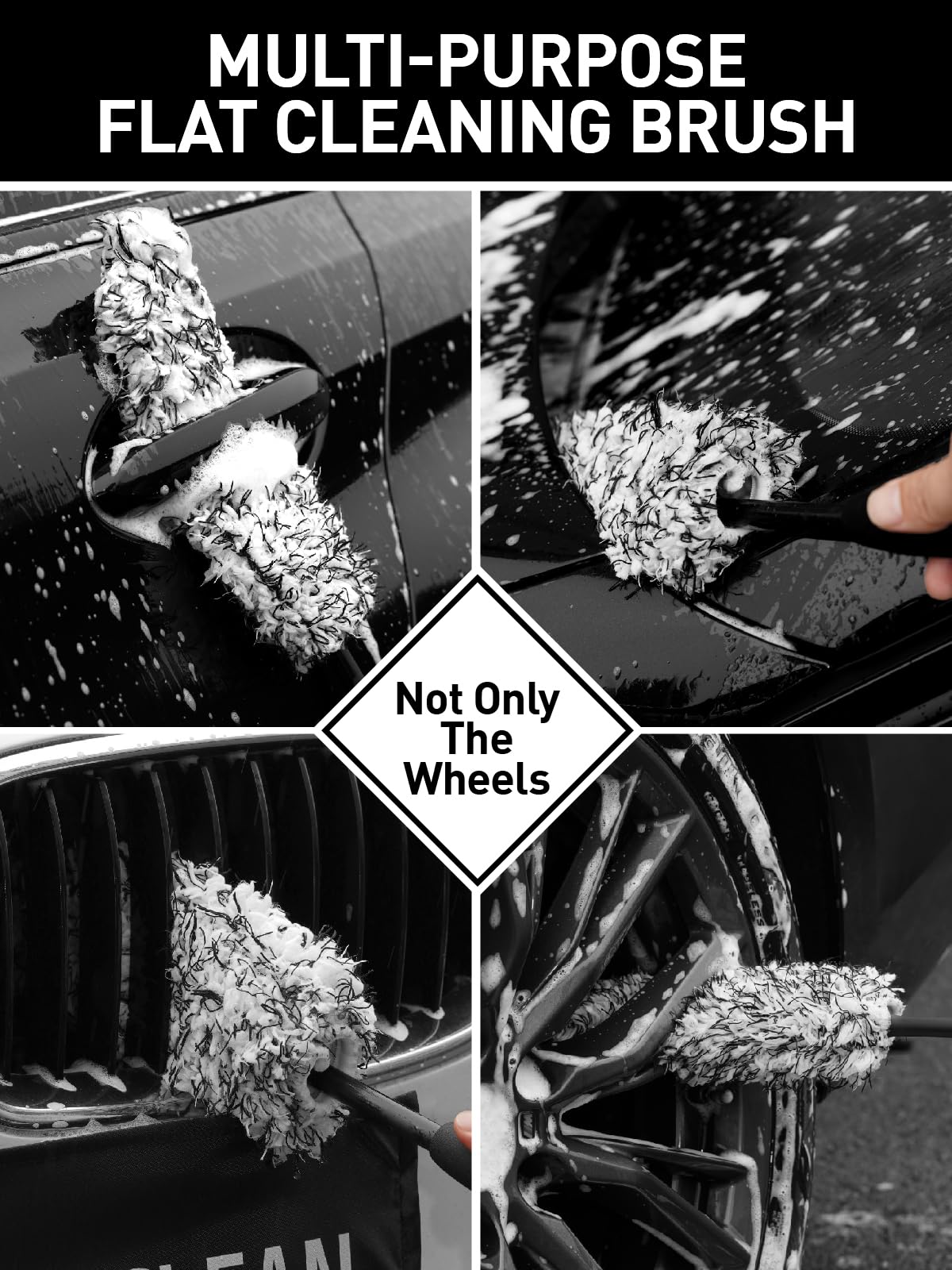 Fantasticlean 7 Pezzi Kit Spazzole Pulizia Auto | Spazzola Cerchi in Microfibra, Spazzole per Ruote e Pneumatici, Pennello Detailing a Doppia Estremità, Tamponi di Lucidatura