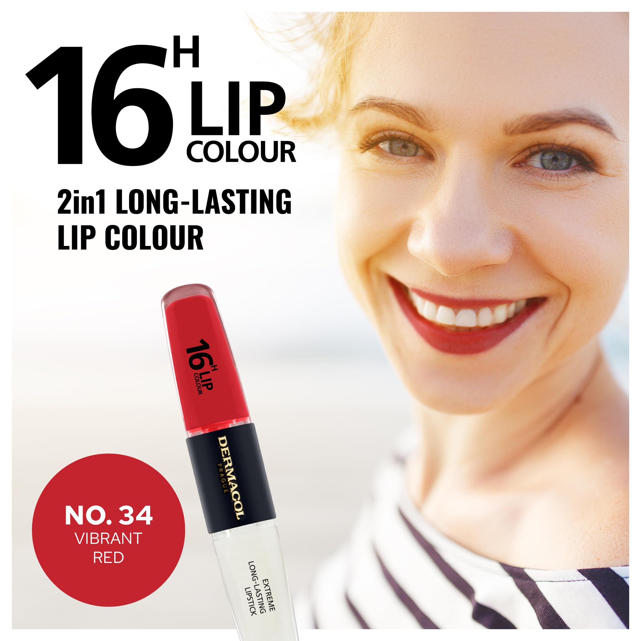 NEW Dermacol, 16-Hour Lip Colour, Highly Pigmented Glossy Lip Stain, Two-Phase Lip Plumper Gloss - Image 4