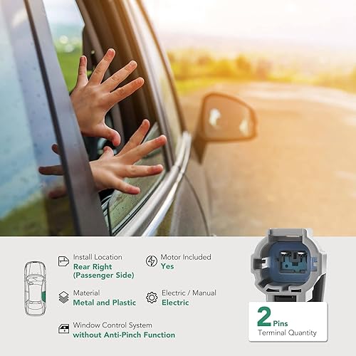 Miniatura 3 de YHTAUTO Elevalunas eléctrico del lado del pasajero trasero derecho con motor para Nissan Armada Titan 2005-2015