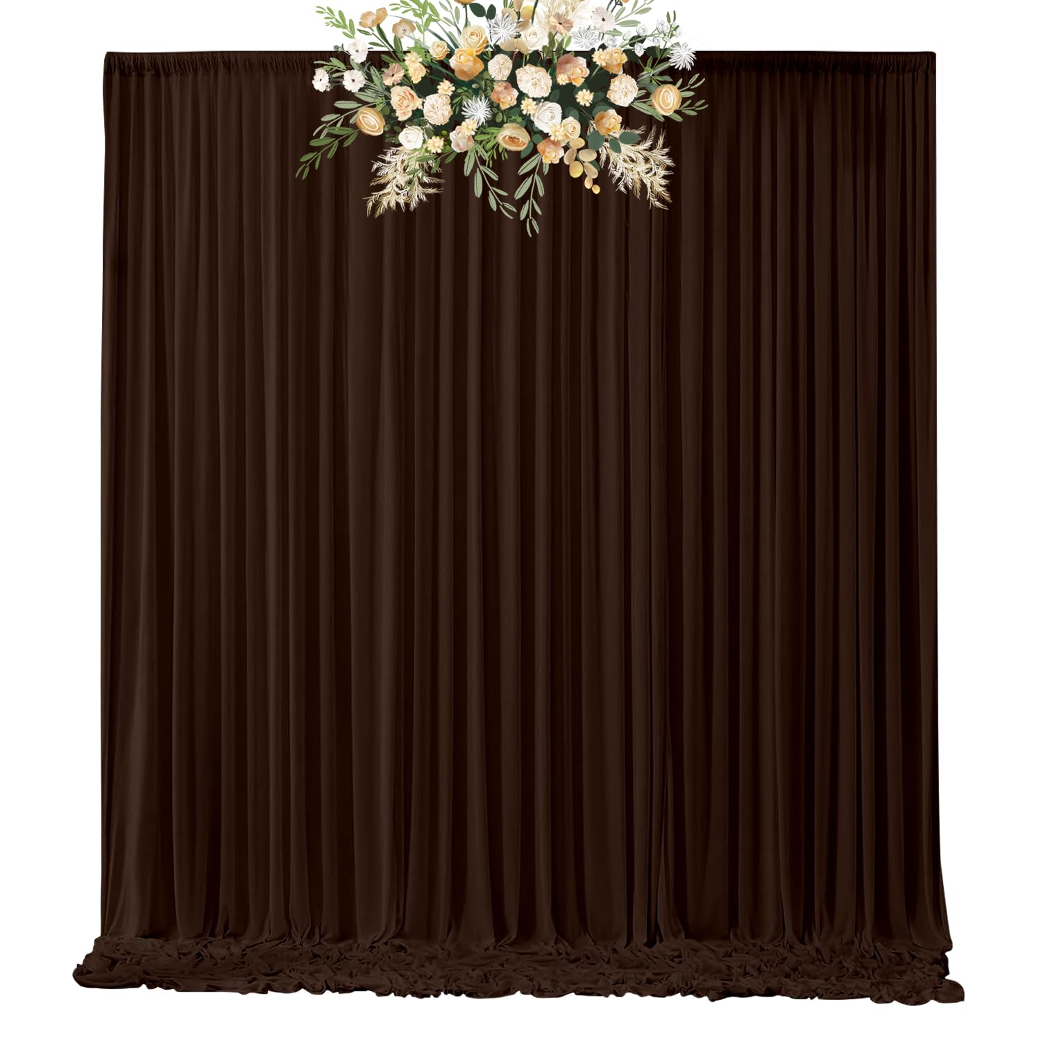 QICAIYUN 10x8FT Wedding Curtain Backdrop Brown Backdrop Curtains Solid Brown Curtains for Parties Wedding Party Home Decoration Supplies 5ft x 8ft,2 Panels YUNNS025