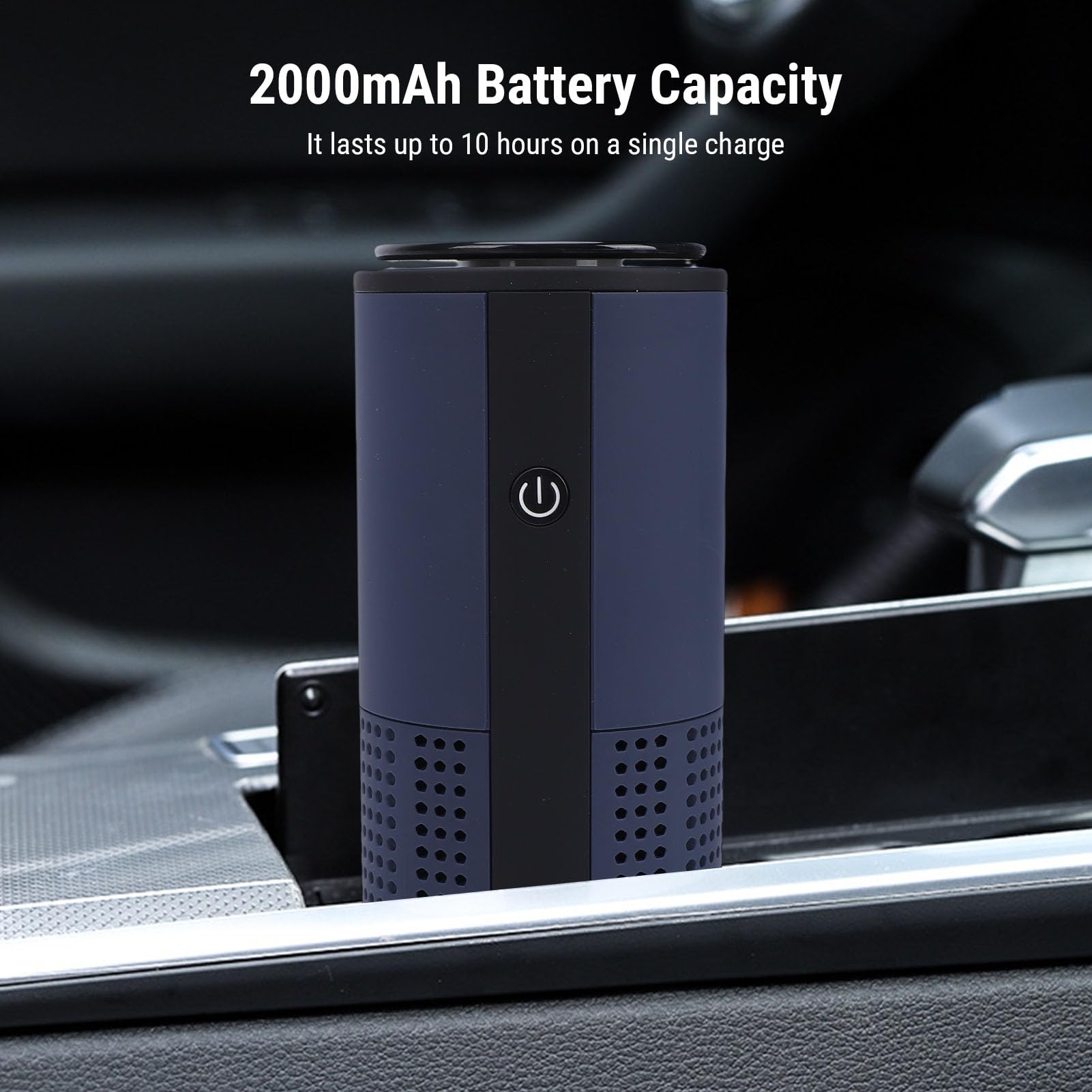 Qcwwy Purificatore D'aria Portatile per Auto, Purificatore D'aria con Ricarica USB Senza Fili con Flusso D'aria a 360 Gradi, Filtro HEPA per Rimozione Odori di Polvere di Fumo e Animali (blu scuro)