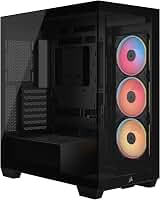 CORSAIR 3500X LX-R RGB Boîtier PC Mi-Tour avec Vitre Panoramique – 3 Ventilateurs RGB LX120-R Préinstallés, Comprend System Hub, Peut Accueillir Jusqu'à 10 Ventilateurs de 120 mm – Noir
