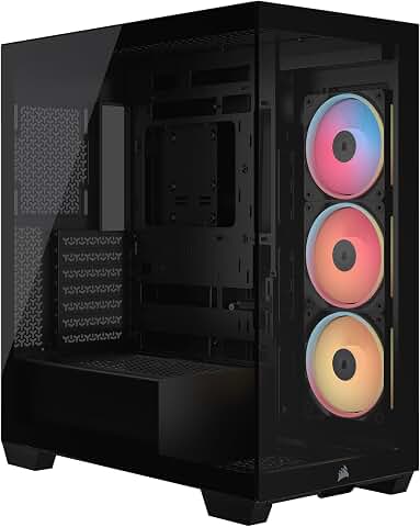 CORSAIR 3500X LX-R RGB Boîtier PC Mi-Tour avec Vitre Panoramique – 3 Ventilateurs RGB LX120-R Préinstallés, Comprend System Hub, Peut Accueillir Jusqu'à 10 Ventilateurs de 120 mm – Noir