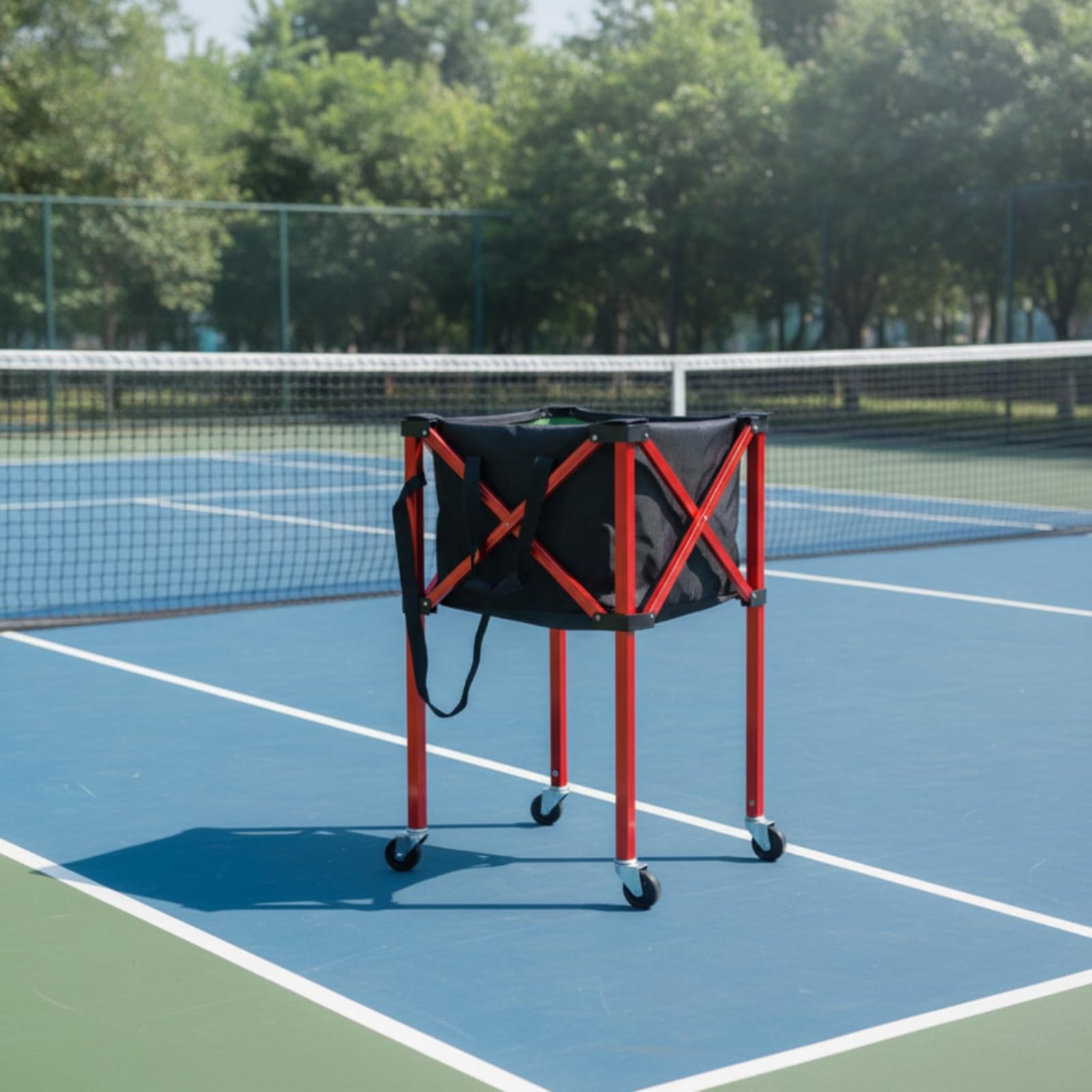 Carrello Porta Palline da Tennis Pieghevole Antistrappo Carrello Porta Palline da Tennis con Ruote Versatile Contenitore per Allenamenti, Tennis Cart A