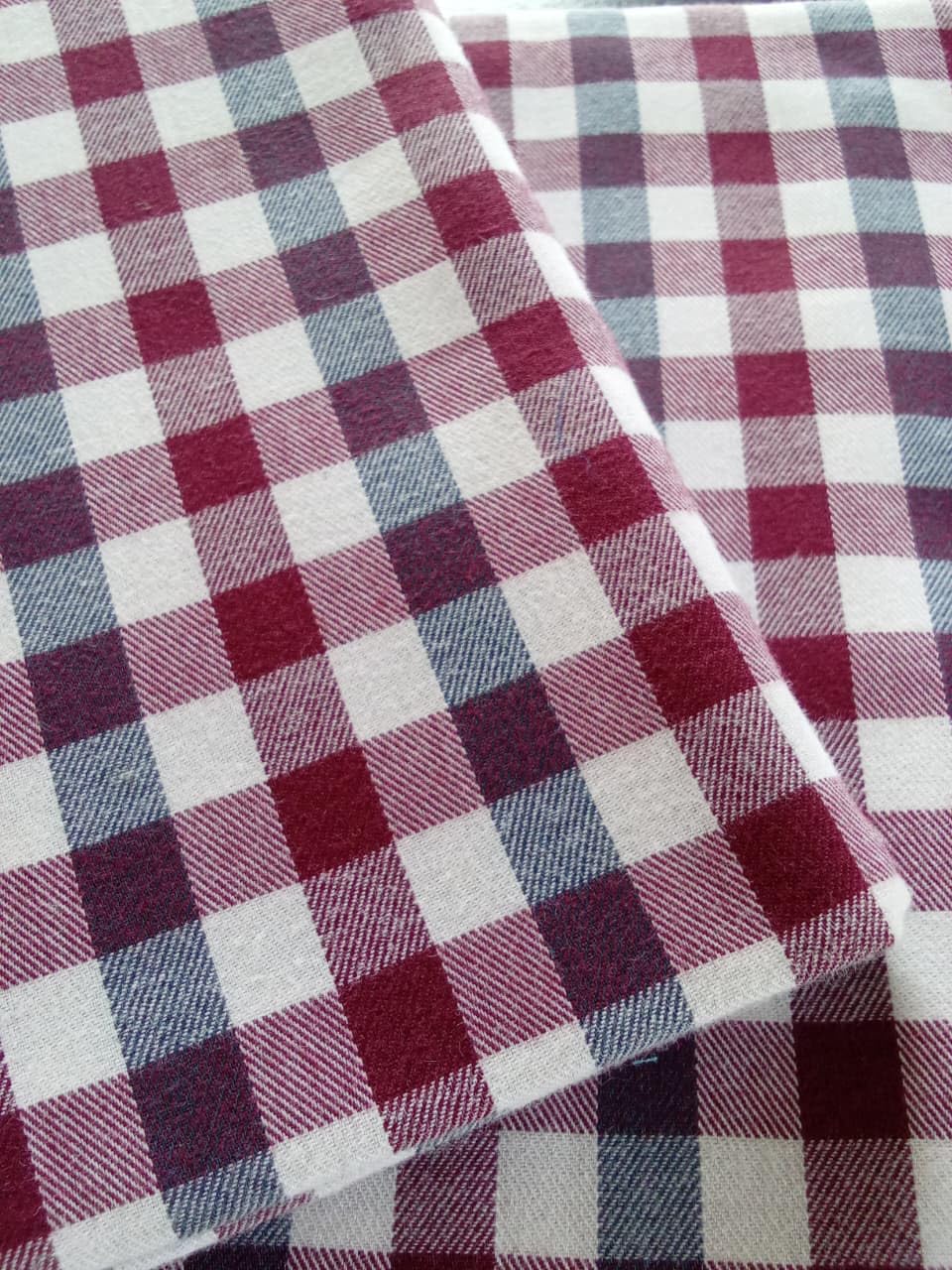 polytech textiles Premium Shirting Fabric, Red and White Checks, Cotton Blend, 1.6 Meter, Brushed Soft, Casual Oxford Style-picture-23