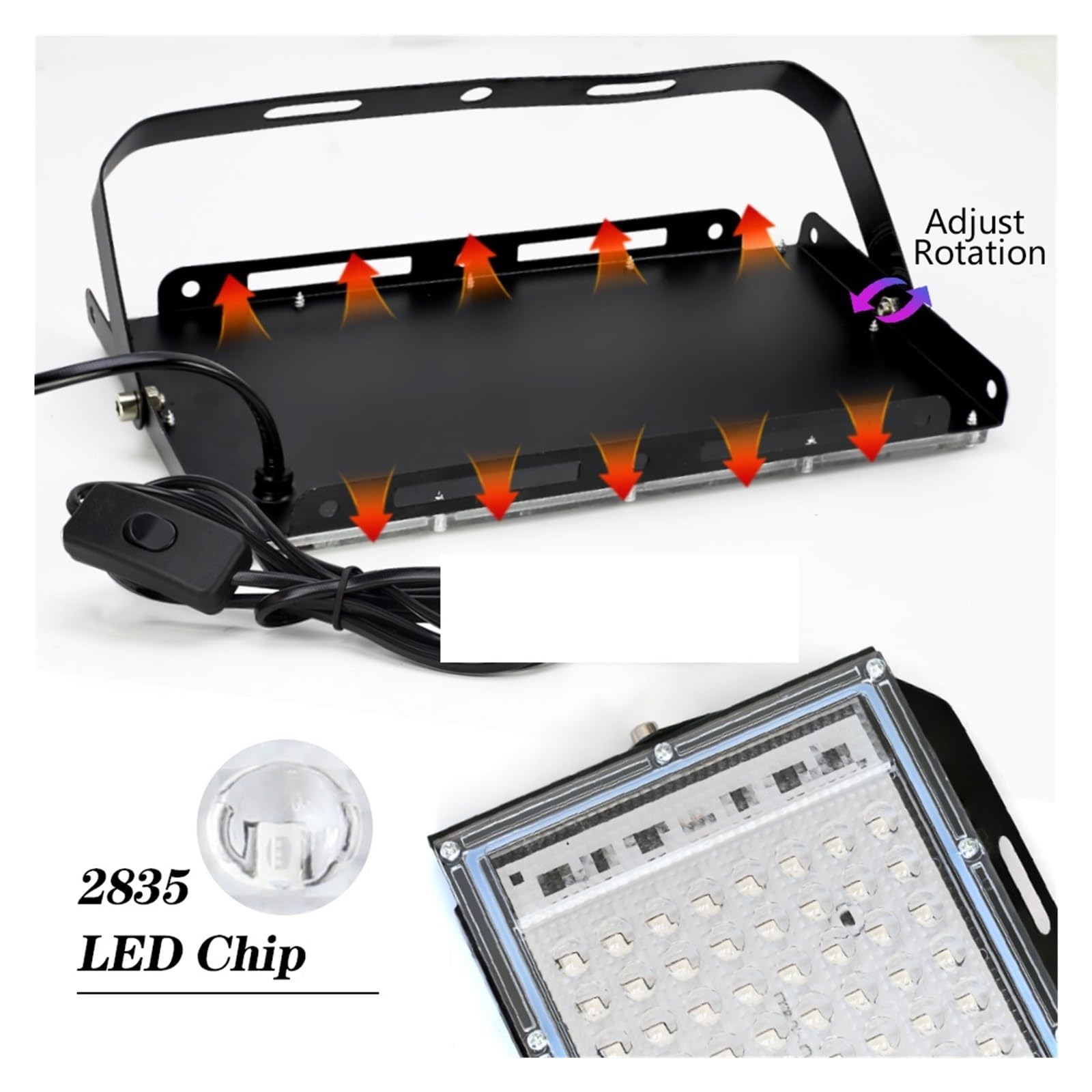 Luce LED UV, 50W 100W UV LED Luce di inondazione Indoor Outdoor LED Blacklight Proiettore 395nm 400nm Lampada da palco fluorescente ultravioletta Faretto for feste per unghie in gel UV e polimerizzazi