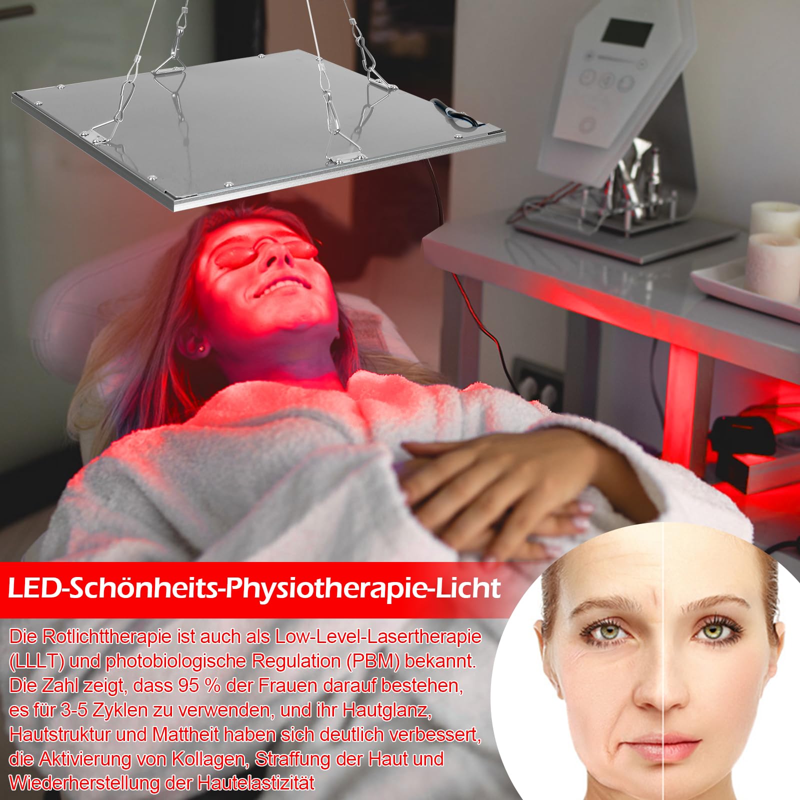 Dispositivo de terapia de luz roja para cuerpo, 150 W, lámpara de luz infrarroja cercana, 660 nm 850 nm, con 289 ledes de alto rendimiento para la recuperación, mejora el sueño, alivio del dolor